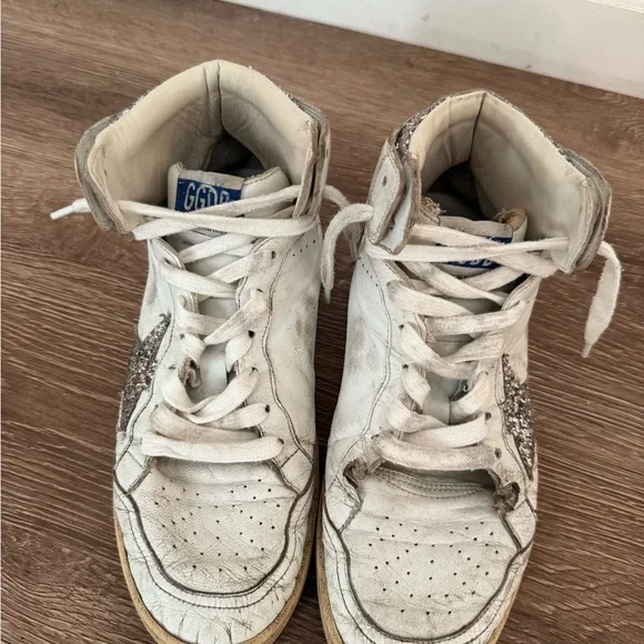 Golden Goose Sky Stars with signature on the ankle
